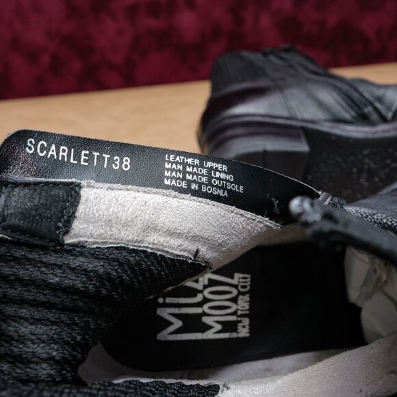 Miz Mooz Women Scarlett Black Leather Heel Zip Ankle Boots sz 7.5US EUR38 - Picture 8 of 8